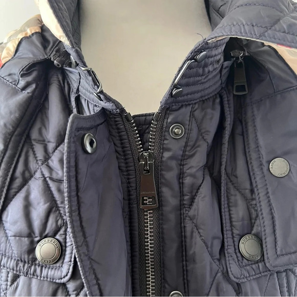 BURBERRY BRIT || Finsbridge Diamond Quilted Puffer Jacket Navy Blue Check Medium - Picture 10 of 16